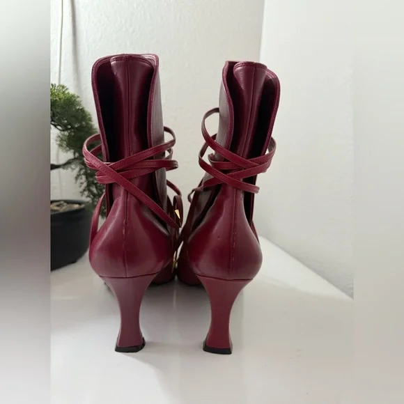 Versace Red Heeled Boots - Picture 6 of 10